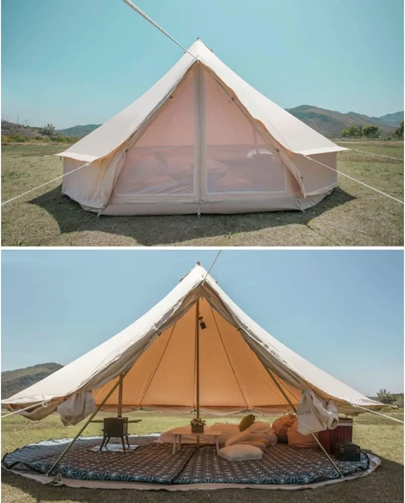 Family Camping Bell Tent 4 Season Luxury Outdoor Camping and Glamping Yurt Tent for Camping Hiking Christmas Party