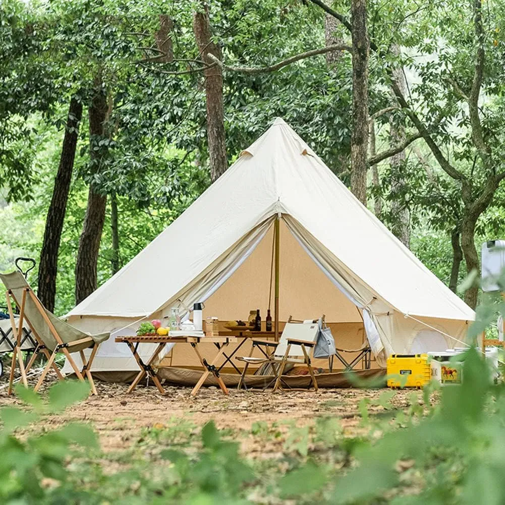 Family Camping Bell Tent 4 Season Luxury Outdoor Camping and Glamping Yurt Tent for Camping Hiking Christmas Party