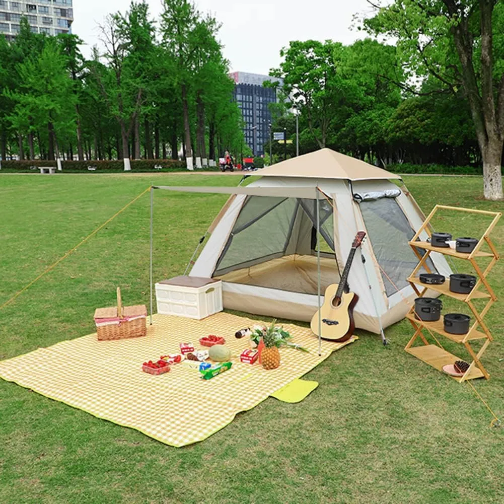 Family Camping Tent for 3-4 Persons, 60 Seconds Setup, Waterproof Windproof Tent with Rain Roof, Instant Cabin Tent for Camping, Hiking,