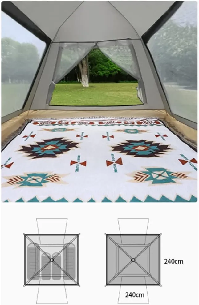 Family Camping Tent for 3-4 Persons, 60 Seconds Setup, Waterproof Windproof Tent with Rain Roof, Instant Cabin Tent for Camping, Hiking,