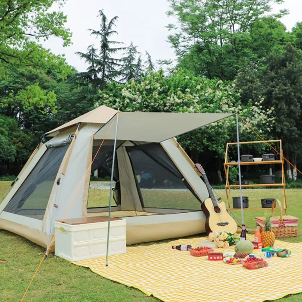 Family Camping Tent for 3-4 Persons, 60 Seconds Setup, Waterproof Windproof Tent with Rain Roof, Instant Cabin Tent for Camping, Hiking,