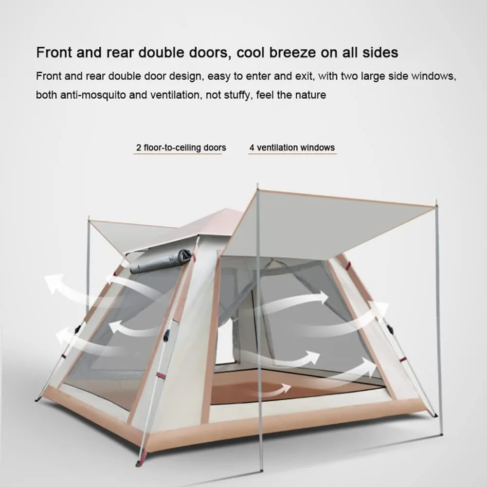 Family Camping Tent for 3-4 Persons, 60 Seconds Setup, Waterproof Windproof Tent with Rain Roof, Instant Cabin Tent for Camping, Hiking,