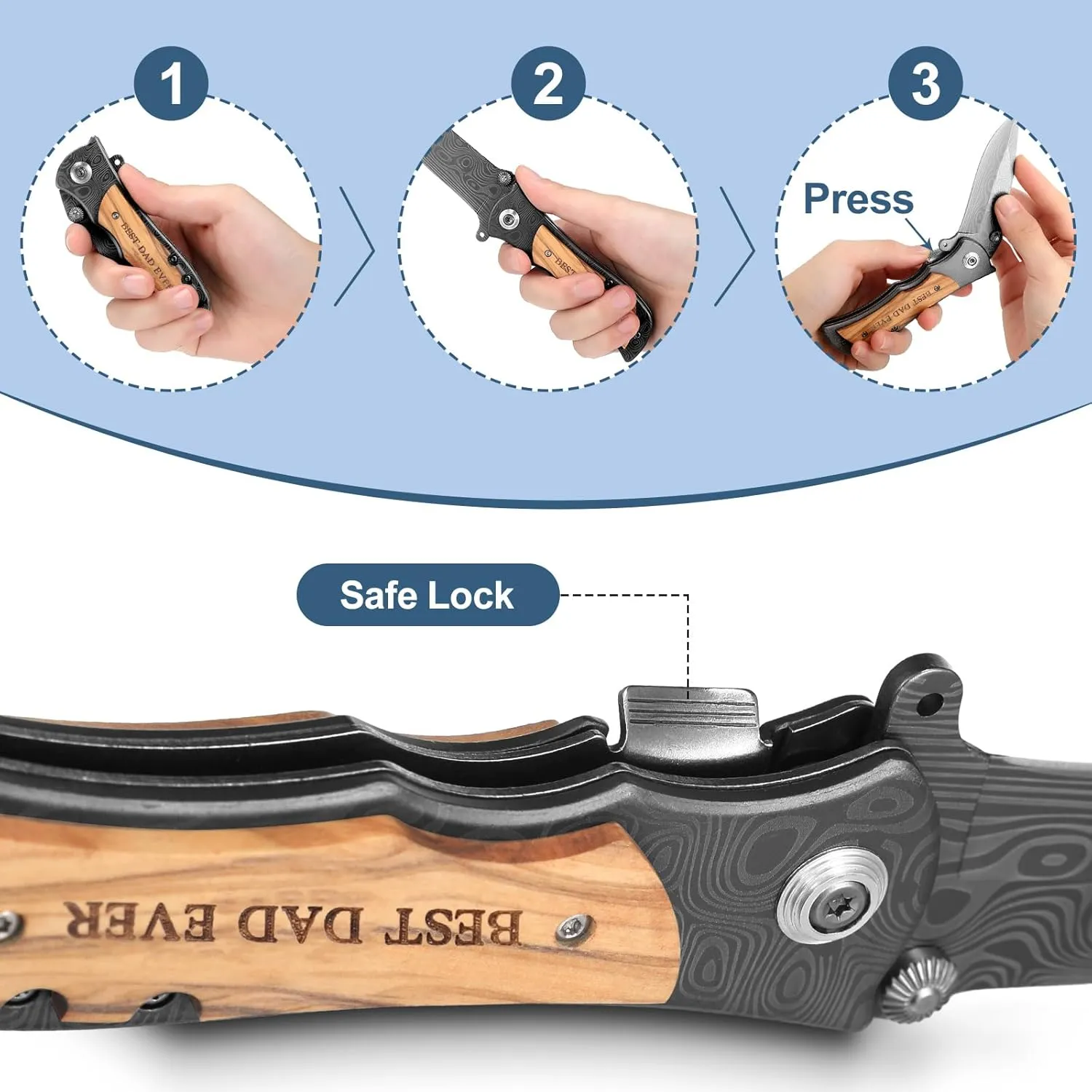 Father's Day Anniversary Keepsake Gifts for Him Engraved Pocket Knife with a Gift Box Happy Tin Anniversary Customized Wedding Birthday Father's Day Gifts for Men Husband
