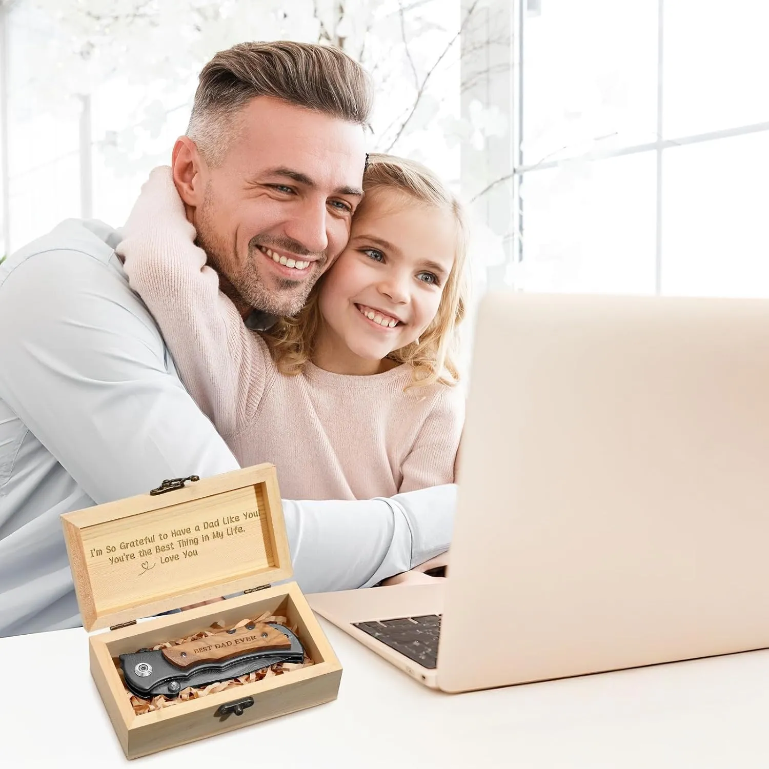 Father's Day Anniversary Keepsake Gifts for Him Engraved Pocket Knife with a Gift Box Happy Tin Anniversary Customized Wedding Birthday Father's Day Gifts for Men Husband