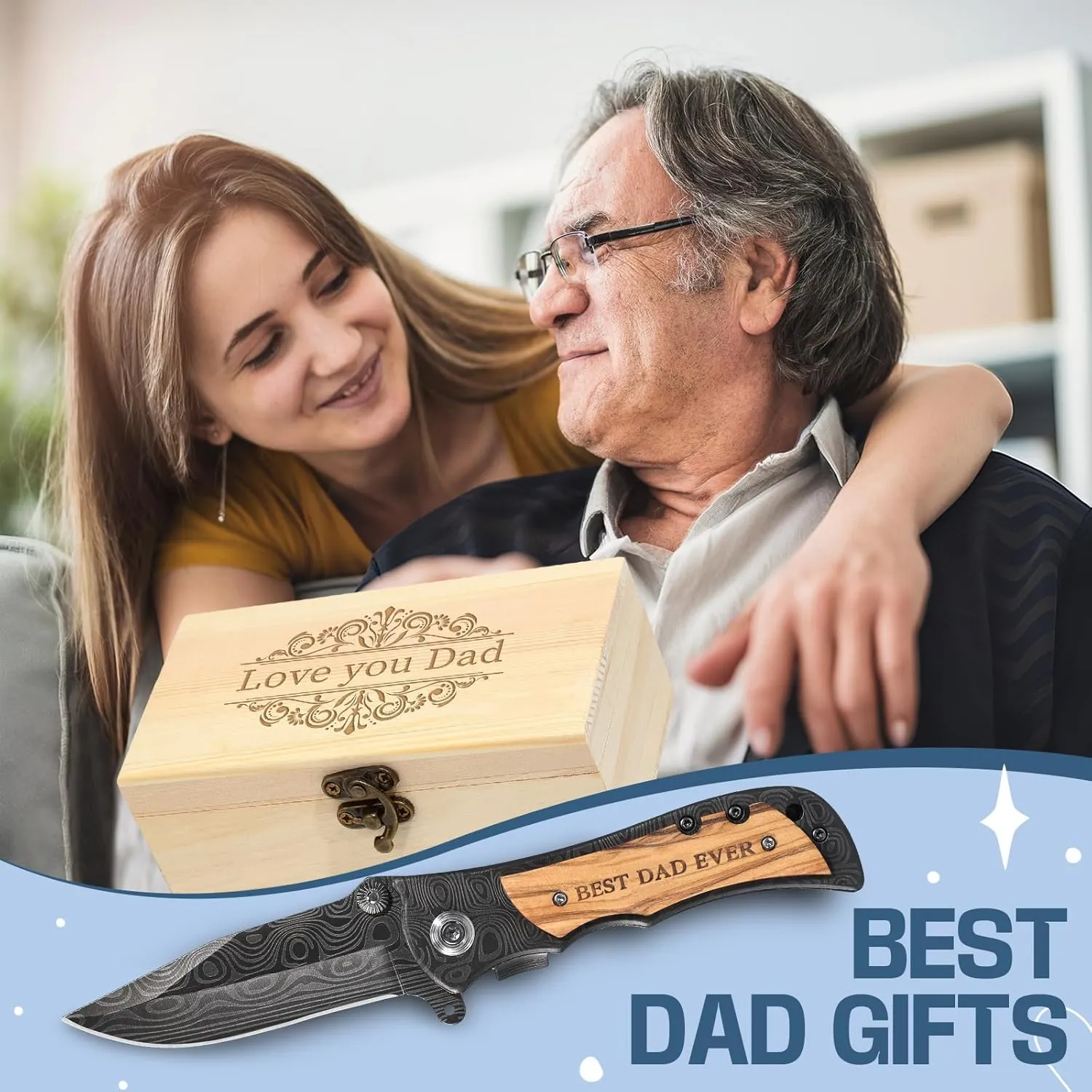 Father's Day Anniversary Keepsake Gifts for Him Engraved Pocket Knife with a Gift Box Happy Tin Anniversary Customized Wedding Birthday Father's Day Gifts for Men Husband