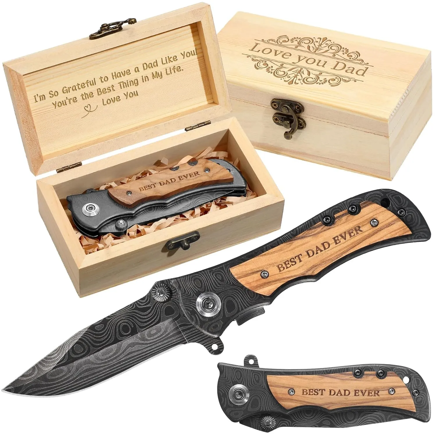 Father's Day Anniversary Keepsake Gifts for Him Engraved Pocket Knife with a Gift Box Happy Tin Anniversary Customized Wedding Birthday Father's Day Gifts for Men Husband