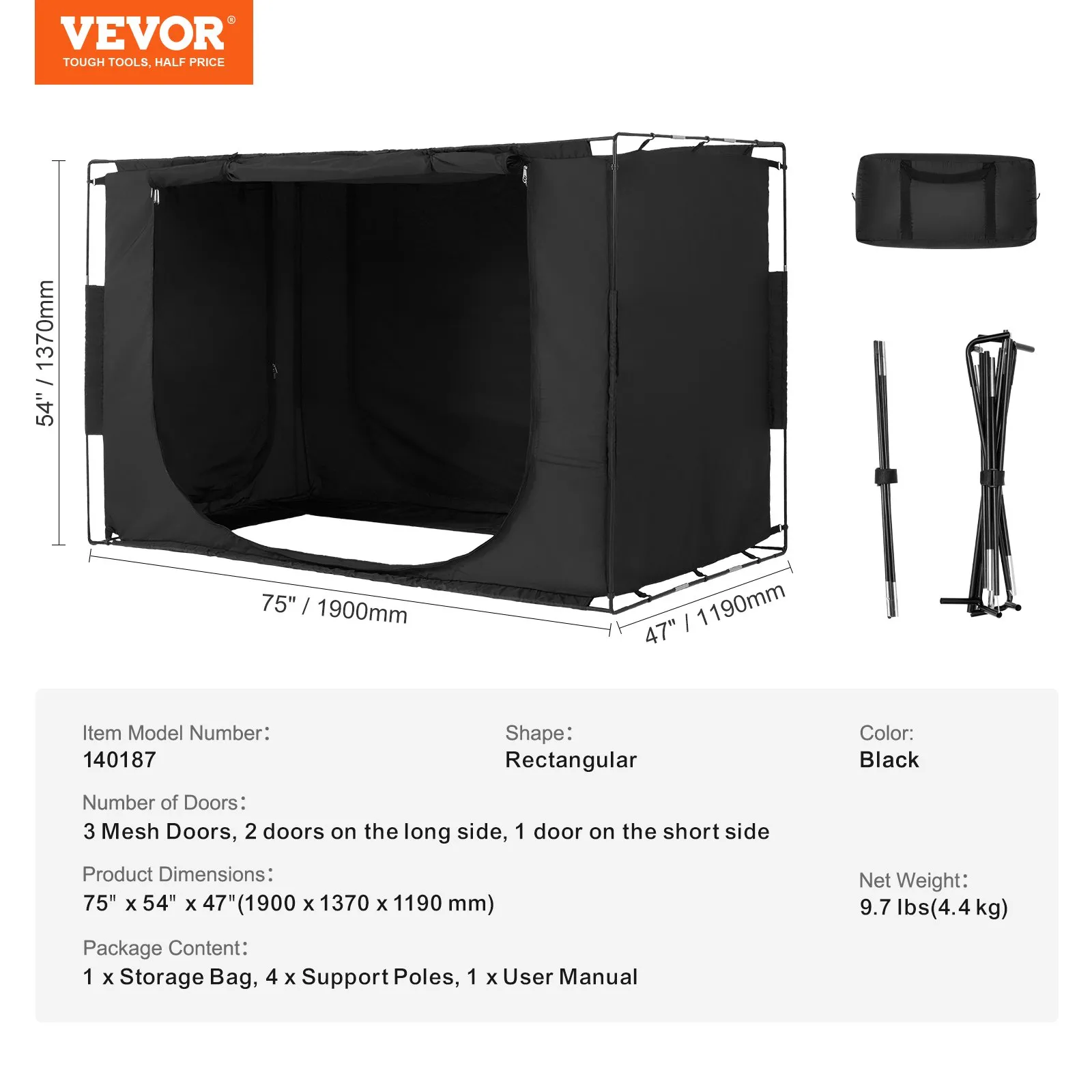 (FINAL PRICES ARE LOWER ON OUR SITE!) VEVOR 3 Doors Bed Tent Breathable Tent 70% Blackout with 0.37 in Fiber Poles