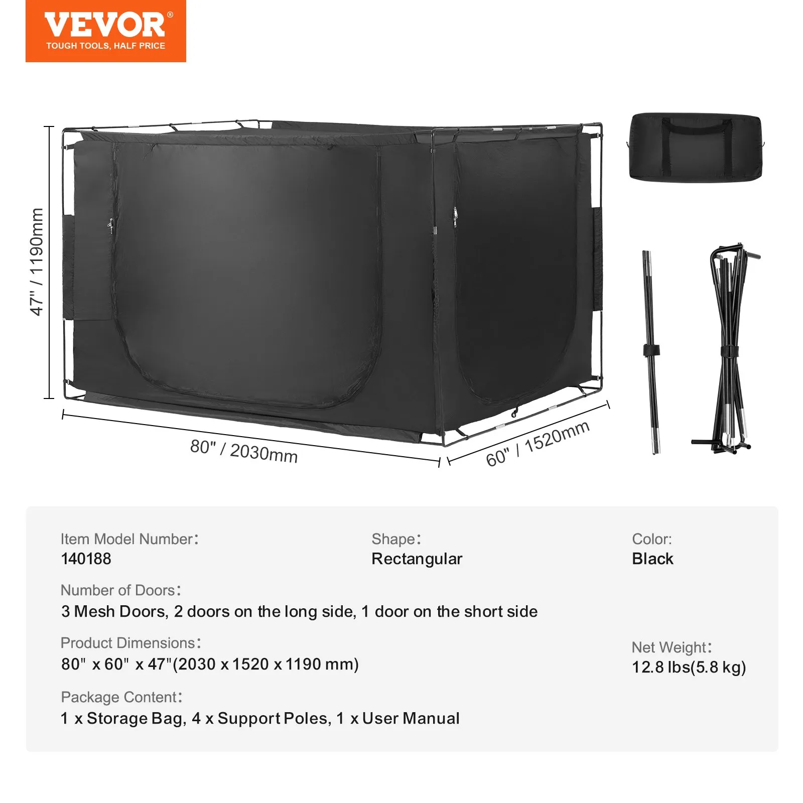 (FINAL PRICES ARE LOWER ON OUR SITE!) VEVOR 3 Doors Bed Tent Breathable Tent 70% Blackout with 0.43 in Fiber Poles