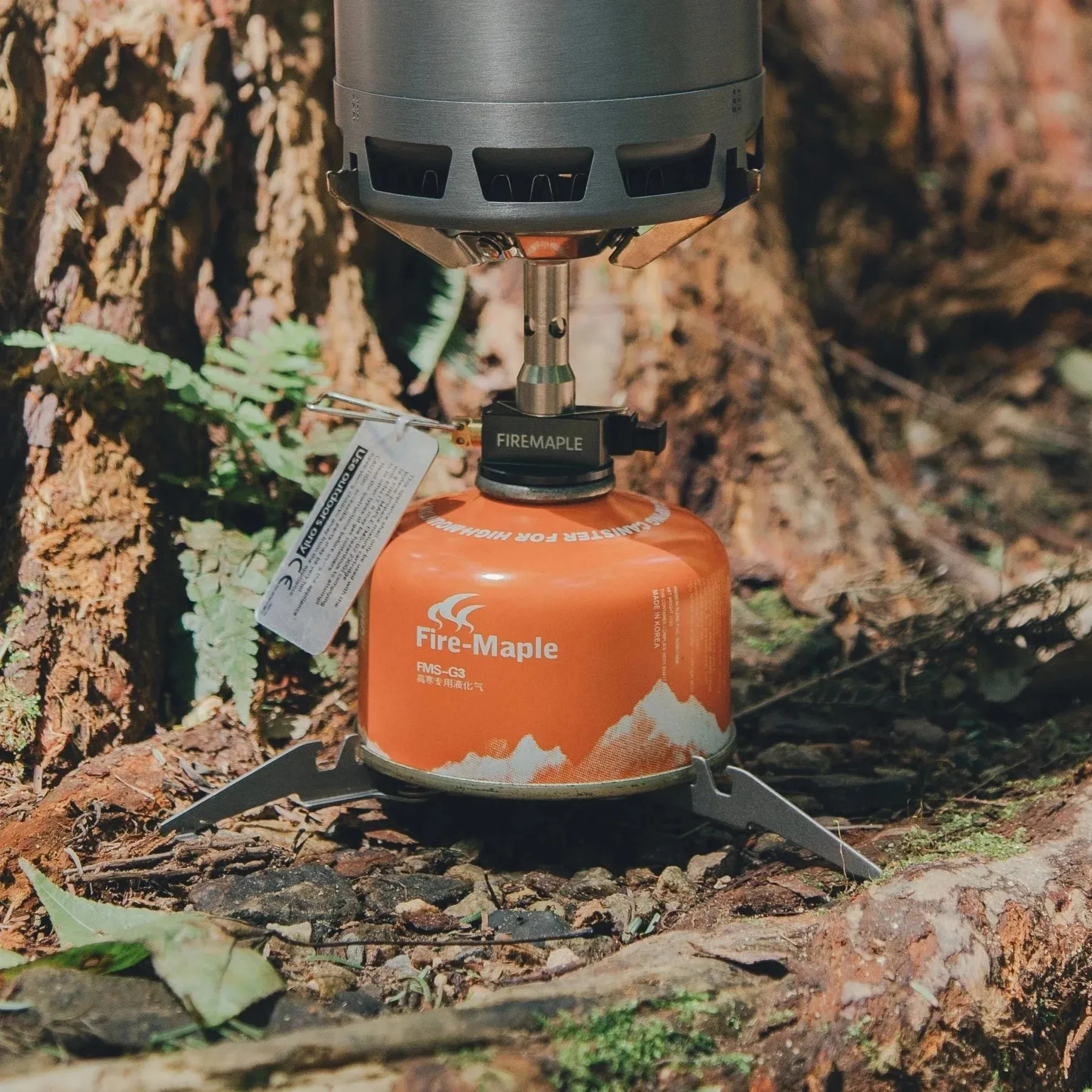 FIRE-MAPLE ASH Titanium Gas Canister Stand – Ultralight Folding Fuel Stabilizer for Camping & Hiking