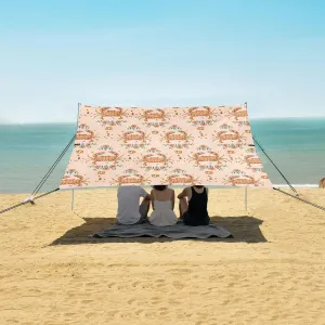 Flowers Canceri Zodiac Star Beach Canopy Tent Anti-UV & Wind Resistant, Camping Sun Shelter Easy Setup Portable,Outdoor Shade Tents with Sandbags,Sand Shovels,Ground Pegs & Stability Poles