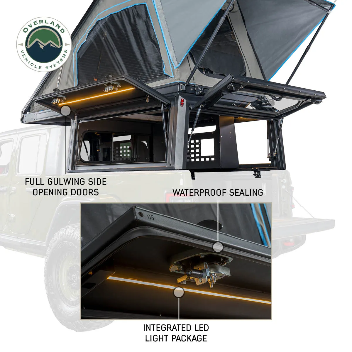Ford Effortless Rear F150 Side Seamless delivery Rear 2009-2024 Downs, Windows W/Tent, & Molle - Panel, Front MagPak - Camper Lights, Tie