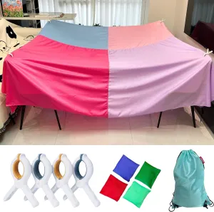 Fort Building Kit for Kids with CPC Certification - Large Lightweight Blanket Fort Making kit and Clips - Portable Playhouse Play Tent Fort - Indoor/Outdoor Girls/Boys Toys Ages 4-5 6 7 8-12