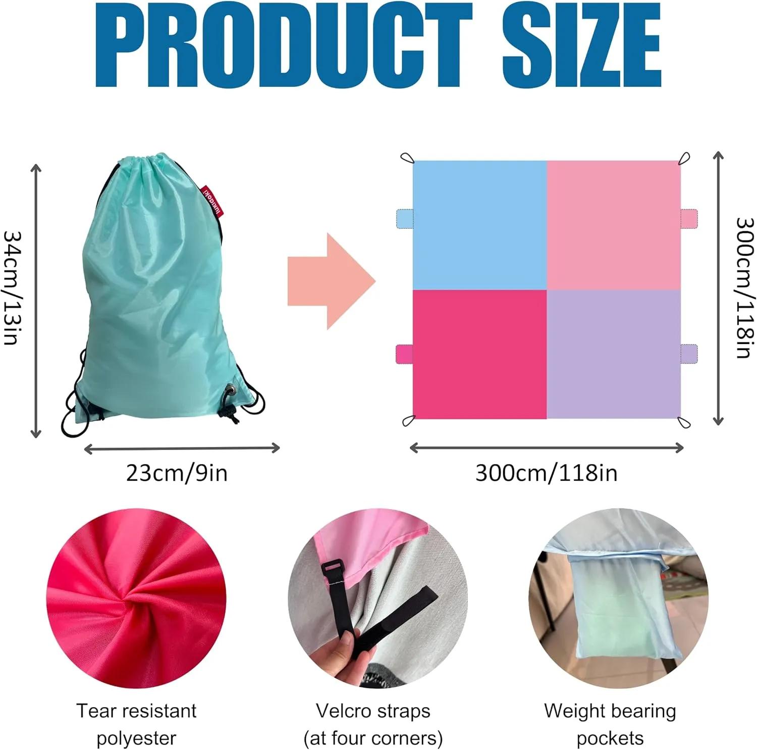 Fort Building Kit for Kids with CPC Certification - Large Lightweight Blanket Fort Making kit and Clips - Portable Playhouse Play Tent Fort - Indoor/Outdoor Girls/Boys Toys Ages 4-5 6 7 8-12
