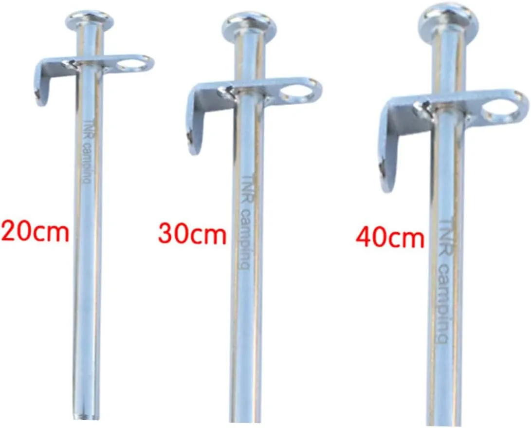 Garneck Outdoor Awning Nails 4pcs Tent Stakes Pegs Long Canopy Pegs Hole for Rope for Tent Tarp