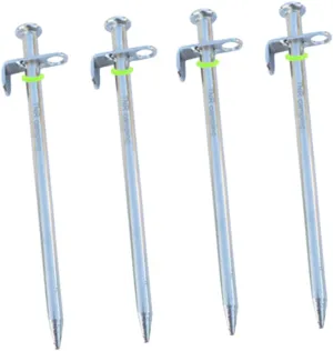 Garneck Outdoor Awning Nails 4pcs Tent Stakes Pegs Long Canopy Pegs Hole for Rope for Tent Tarp