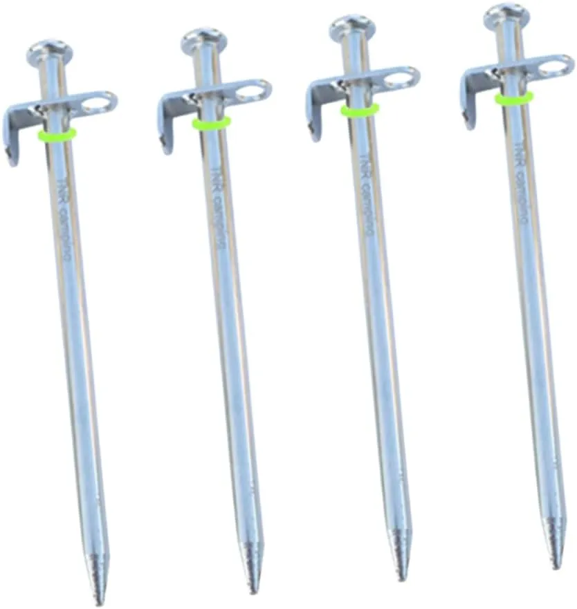 Garneck Outdoor Awning Nails 4pcs Tent Stakes Pegs Long Canopy Pegs Hole for Rope for Tent Tarp