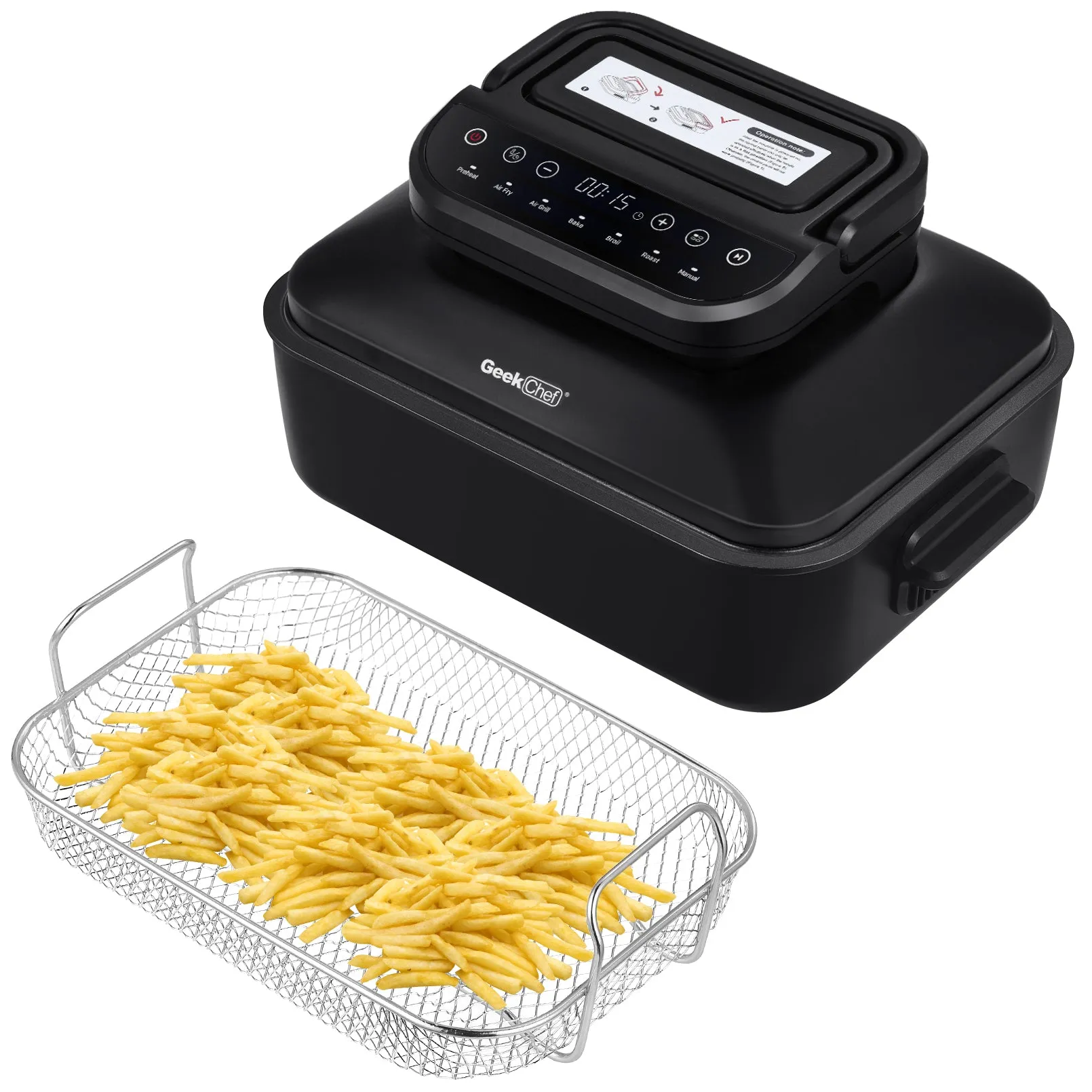 Geek Chef 7 In1 Smokeless Electric Indoor Grill With Air Fry,