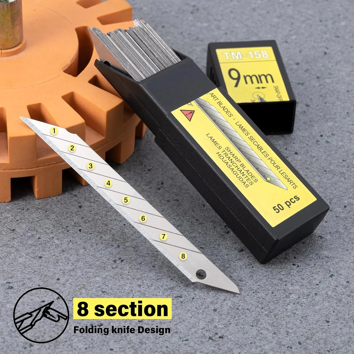 Gomake 100pcs Knife Replacement Blades, 30 Degree Carbon Steel 9mm Snap Off Blades for Retractable Cutting Knives, Hobby, Craft Knife, Box Cutter
