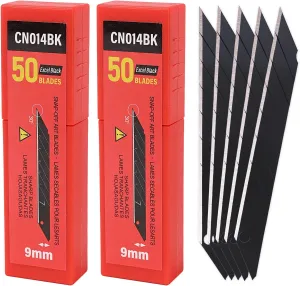 Gomake 9mm Utility Knife Replacement Blades,30 Degree Snap Off Carbon Steel Blades for Retractable Cutting Knives, Hobby, Craft Knife, Box Cutter 100PCS-Black