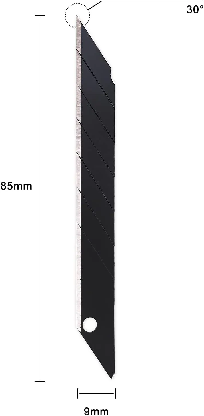Gomake 9mm Utility Knife Replacement Blades,30 Degree Snap Off Carbon Steel Blades for Retractable Cutting Knives, Hobby, Craft Knife, Box Cutter 100PCS-Black