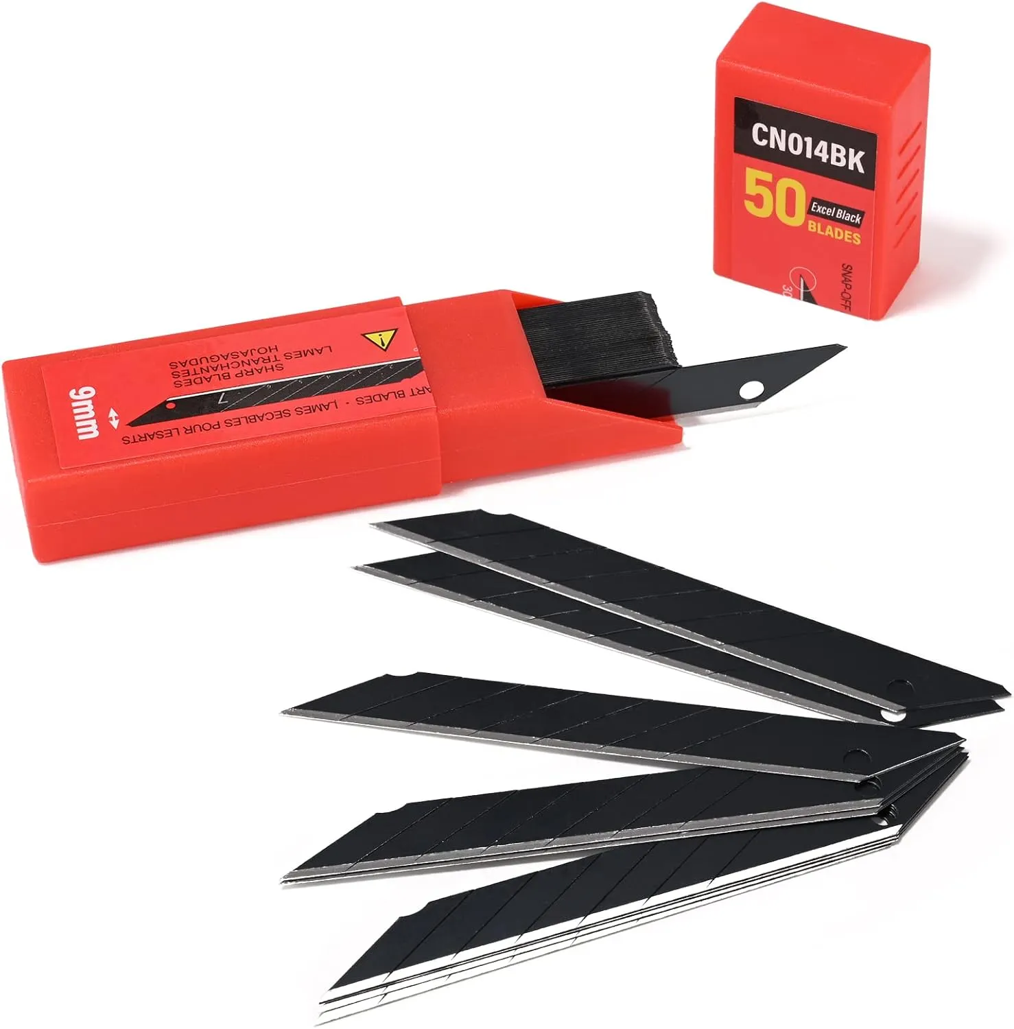 Gomake 9mm Utility Knife Replacement Blades,30 Degree Snap Off Carbon Steel Blades for Retractable Cutting Knives, Hobby, Craft Knife, Box Cutter 100PCS-Black