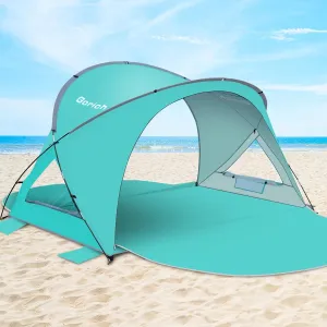 Gorich Beach Tent Sun Shelter with UPF50  UV Protection for 3-6 Person, Lightweight & Portable Beach Shade Canopy with 2 Zippered Doors, Easy Setup Family Beach Umbrella