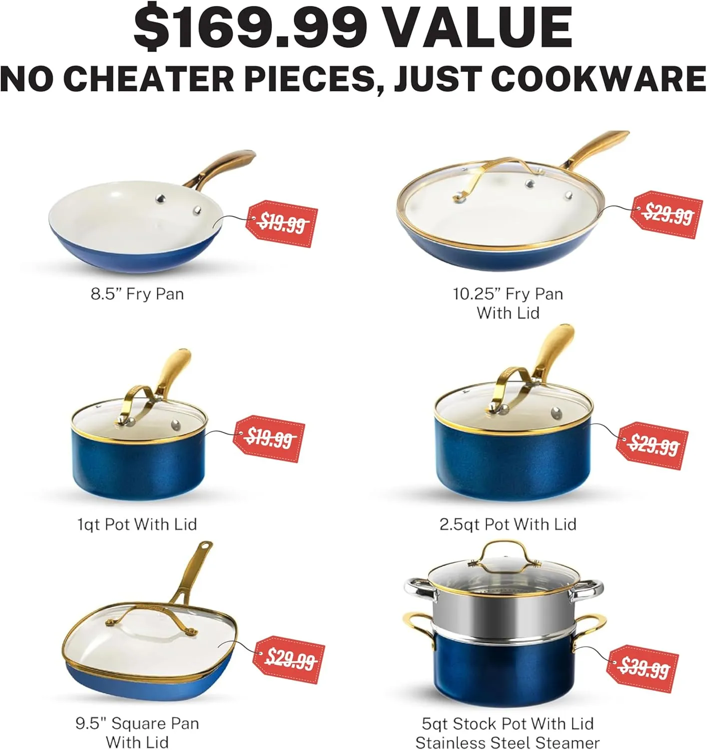GOTHAM STEEL 12 Pc Ceramic Cookware Set Nonstick, Pots and Pans Set Non Stick for Kitchen with Frying Pan, Sauce Pan, Pots and Pans for Cooking, Non Toxic Cookware Sets, Oven and Dishwasher Safe