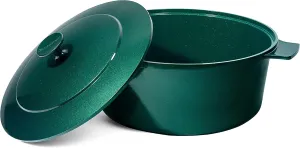 Granitestone Dutch Oven, 6.5 Quart Ultra Nonstick Enameled Lightweight Aluminum Dutch Oven Pot with Lid, Round 6.5 Qt. Stock Pot, Dishwasher & Oven Safe Induction Capable 100% PFOA Free, Emerald Green
