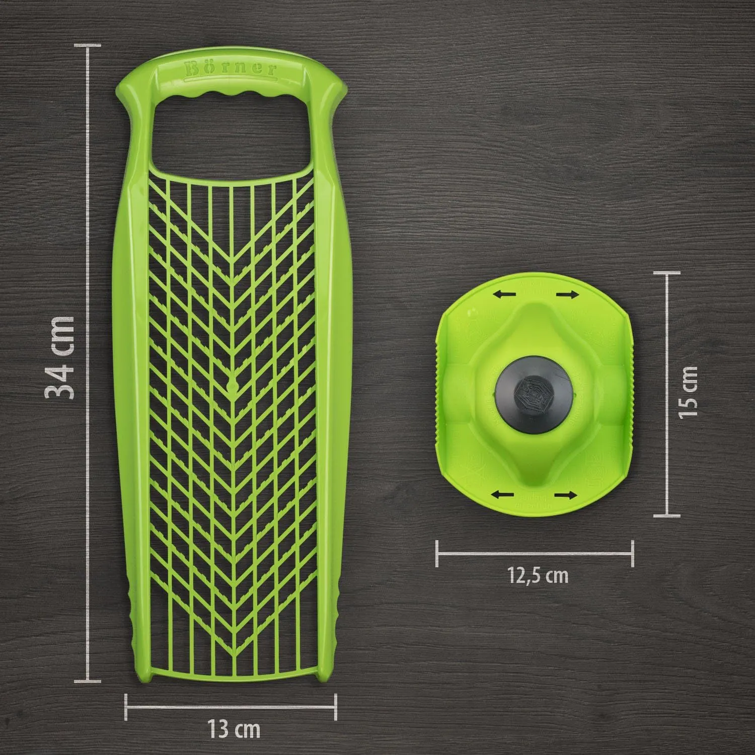 Grater Set (3-Piece Set) • Wave-Waffle Cutter   Grater   Saftey Guard • Kitchen Slicer Set with Crinkle Cutter & Grater • Vegetable Slicer Set for Various Cutting Styles • Color: Green