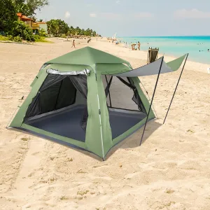 Green Camping Tents 4 Person Family Tent Tents for Camping Outdoor Hiking,Easy Setup Backpacking Tents, Family Tent for Outdoor Hiking,Lightweight Tents for Camping 240 x 240 x 150cm