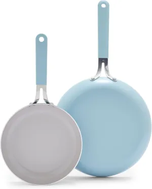 GreenLife 8" & 10" Healthy Ceramic Nonstick Frying Pan Set, PFAS-Free, PFOA-Free, Dishwasher & Oven Safe, Stay-Cool Handles, Durable Body, Versatile Cooking, Easy Clean, Dream, Blue Haze