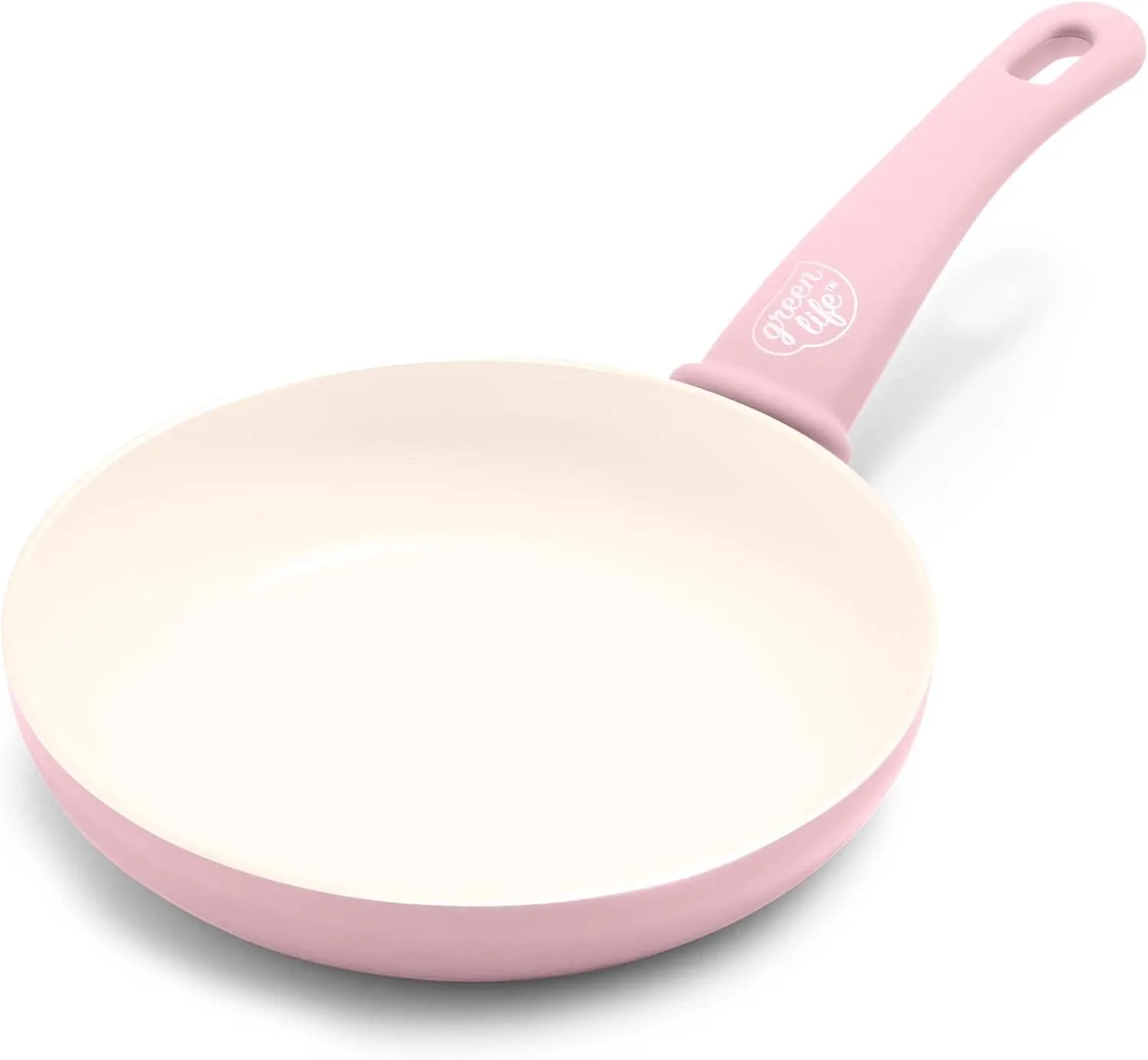 GreenLife Soft Grip Healthy Ceramic Nonstick, 8" Frying Pan Skillet, PFAS-Free, Dishwasher Safe, Soft Pink