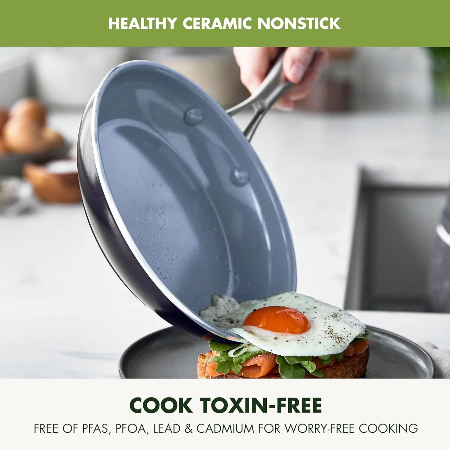 GreenPan Swift 12 Piece Cookware Pot and Pans Set, PFAS & PFOA-Free Healthy Ceramic Nonstick, Stainless Steel Handle, Versatile Cooking Essentials, Dishwasher & Oven Safe, Gray