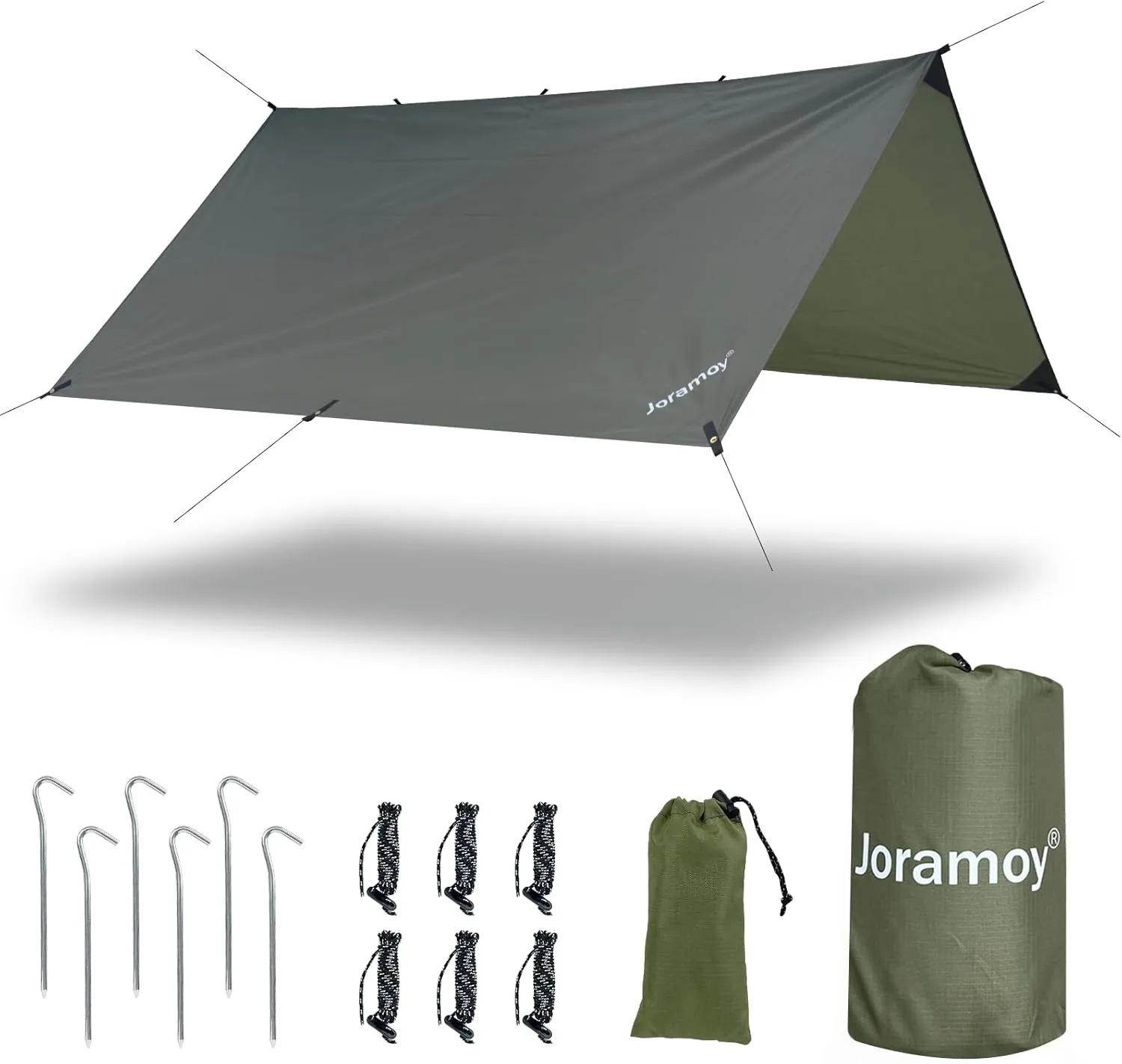 Hammock Rain Fly 10×10FT - Waterproof Camping Tarp Portable Tent Tarp Premium Backpacking Tarp Sheleter with UV Protection Layer for Camping Hiking Outdoor(OdGrreen)