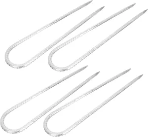 Happyyami U-Shaped Steel Stakes 4pcs Garden Anchor Trampoline Fixing Stake Ground Hooks for Tarp Canopy Tent Accessories