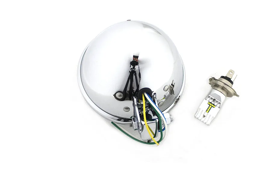 HARLEY 5-3/4 inch Bates Style 6 Volt LED Headlamp Chrome fits 0-  Custom, application