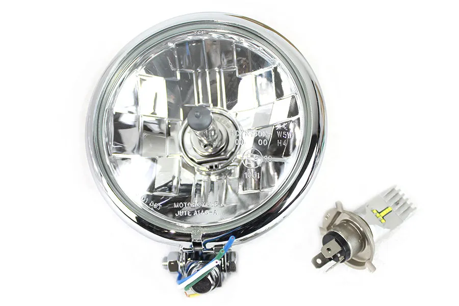 HARLEY 5-3/4 inch Bates Style 6 Volt LED Headlamp Chrome fits 0-  Custom, application