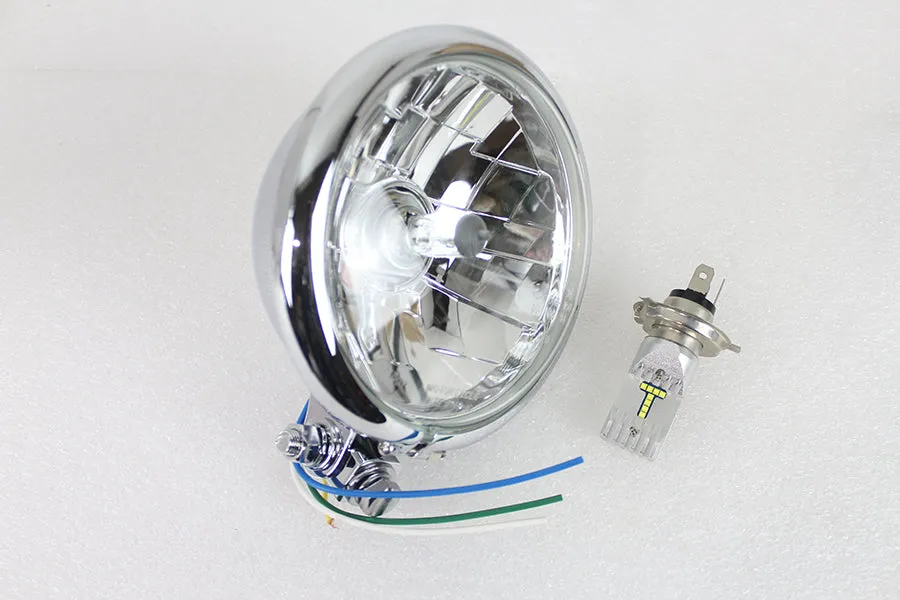 HARLEY 5-3/4 inch Bates Style 6 Volt LED Headlamp Chrome fits 0-  Custom, application