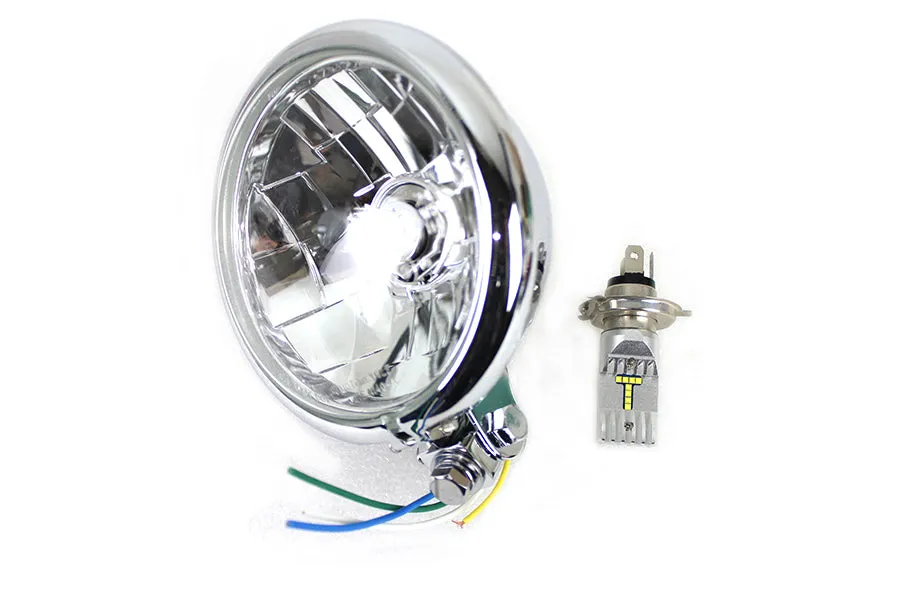HARLEY 5-3/4 inch Bates Style 6 Volt LED Headlamp Chrome fits 0-  Custom, application