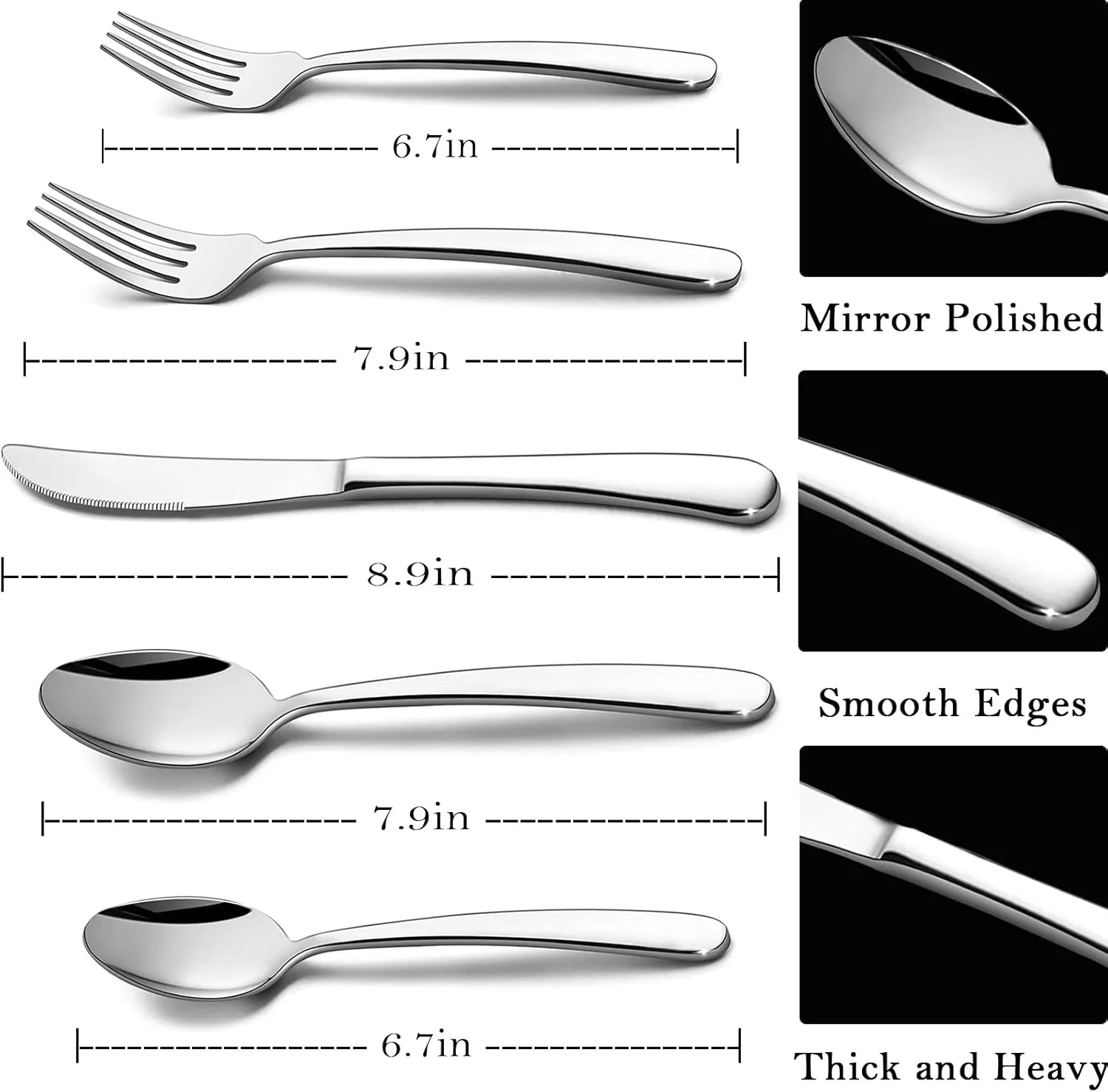 HaWare 40-Piece Heavy Duty Silverware Set, Stainless Steel Solid Flatware Cutlery for 8, Modern & Elegant Design for Home/Hotel/Wedding, Mirror Polished and Dishwasher Safe