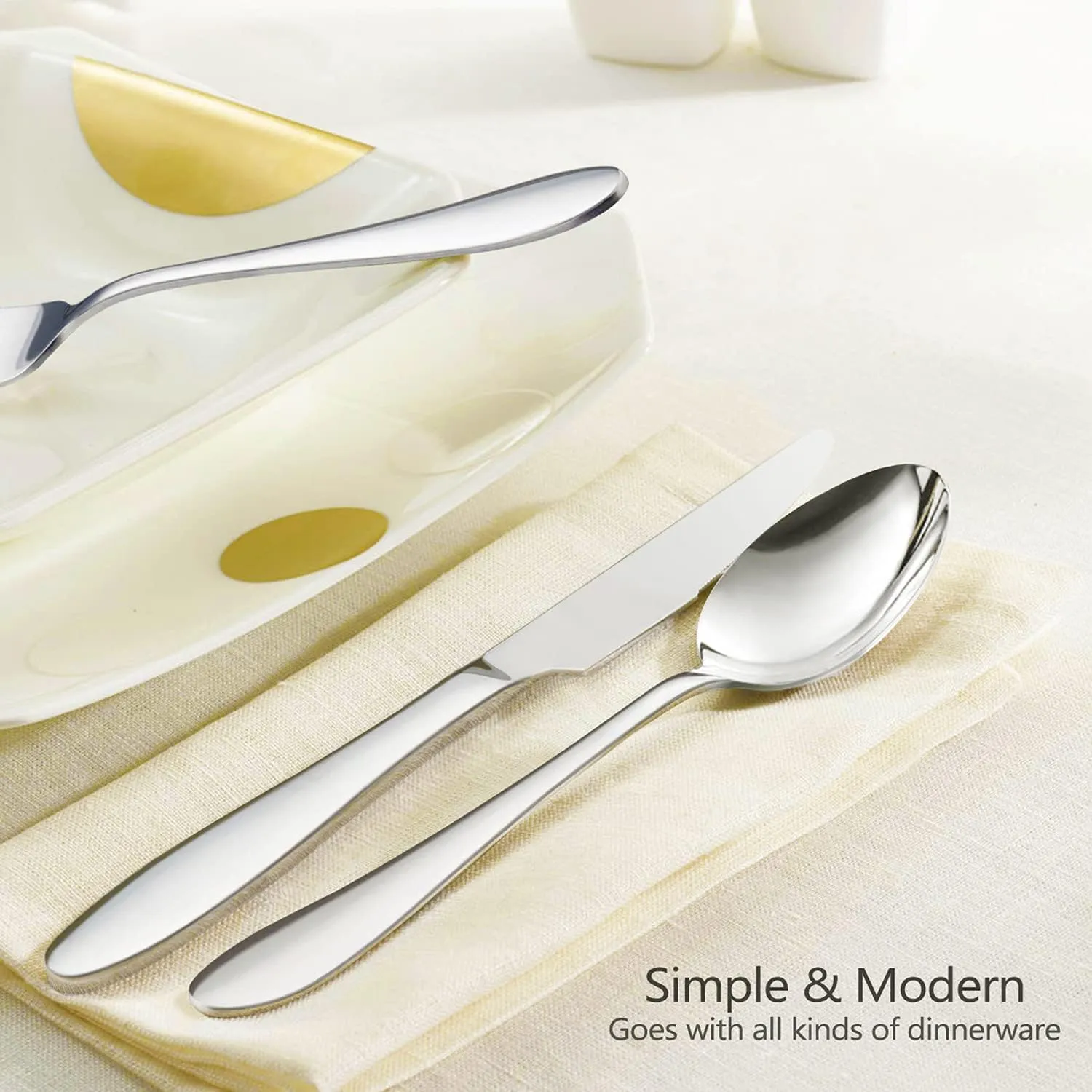 HaWare 40-Piece Silverware Set, Stainless Steel Flatware Service for 8, Modern Tableware Cutlery for Home, Elegant Eating Utensils Include Knives/Spoons/Forks, Mirror Polished, Dishwasher Safe