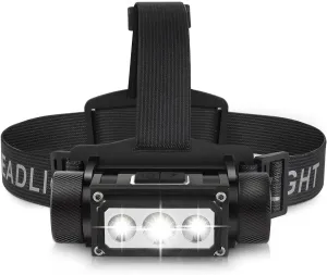 Headlamp Rechargeable, Super Bright LED Headlight Flashlight 6 Modes 160 Degree Adjustable Hardhat Headlamp