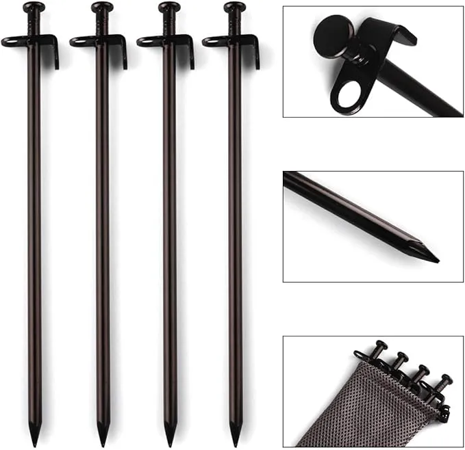 Heavy Duty Steel Tent Stakes - Tarp Pegs Camping Stakes for Outdoor Camping Canopy and tarp, 12 inch 8PC Pack