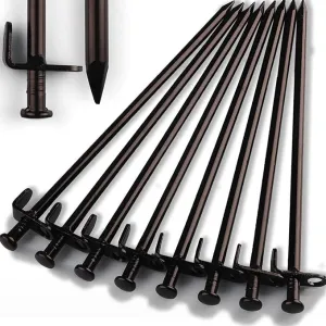 Heavy Duty Steel Tent Stakes - Tarp Pegs Camping Stakes for Outdoor Camping Canopy and tarp, 12 inch 8PC Pack