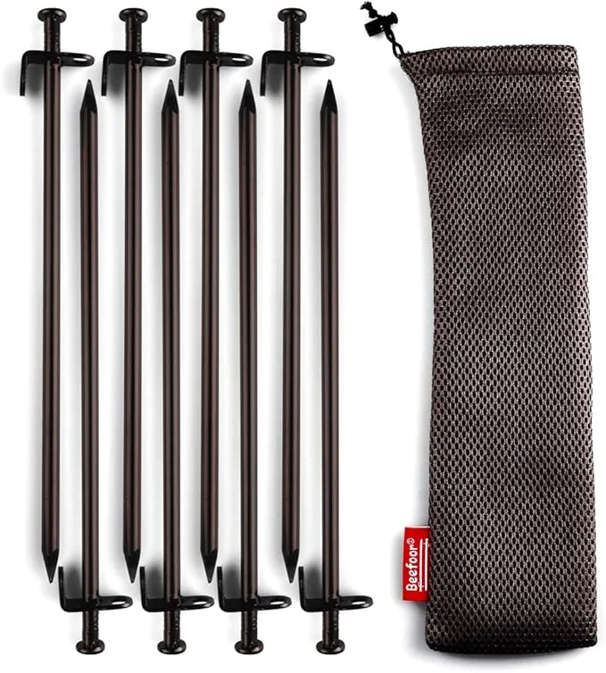Heavy Duty Steel Tent Stakes - Tarp Pegs Camping Stakes for Outdoor Camping Canopy and tarp, 12 inch 8PC Pack