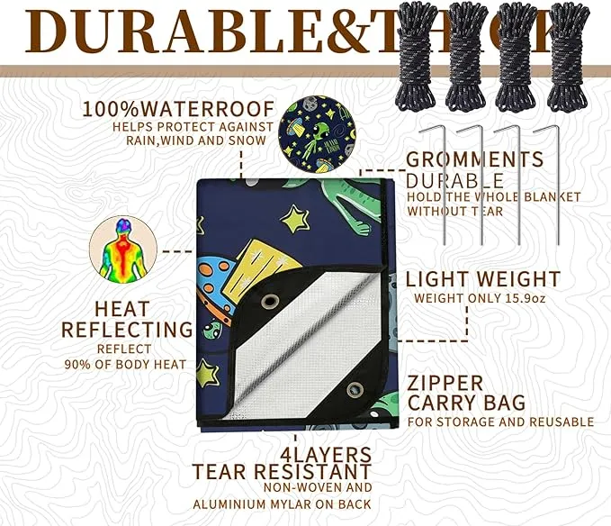 Heavy Duty Survival Blanket -Multifunctional Reflective Tarp Thermal Blanket - 60" x 83" Waterproof Sandproof for Camping Hiking Outdoors Multifunctional Emergency Blanket