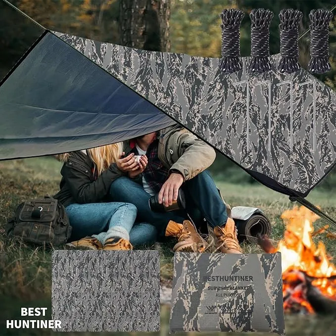 Heavy Duty Survival Blanket -Multifunctional Reflective Tarp Thermal Blanket - 60" x 83" Waterproof Sandproof for Camping Hiking Outdoors Multifunctional Emergency Blanket