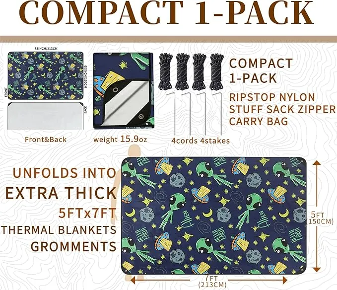 Heavy Duty Survival Blanket -Multifunctional Reflective Tarp Thermal Blanket - 60" x 83" Waterproof Sandproof for Camping Hiking Outdoors Multifunctional Emergency Blanket