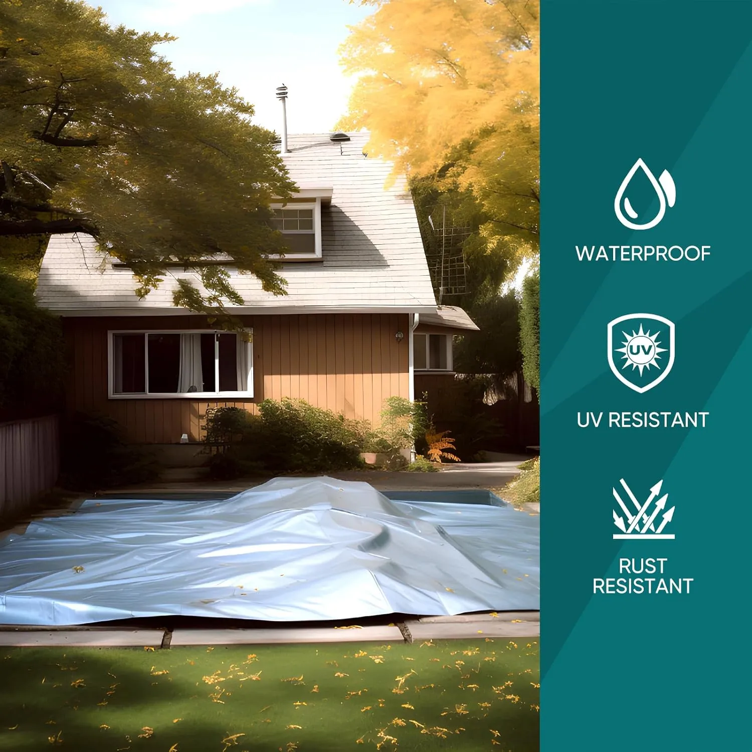 Heavy Duty Tarp 10x12FT 2 Pack,10Mil Thick Black/Silver Waterproof Tarp with Grommets and Reinforced Edges, All Purpose Finished Size Poly Tarps Cover for Firewood Roof Pool Boat