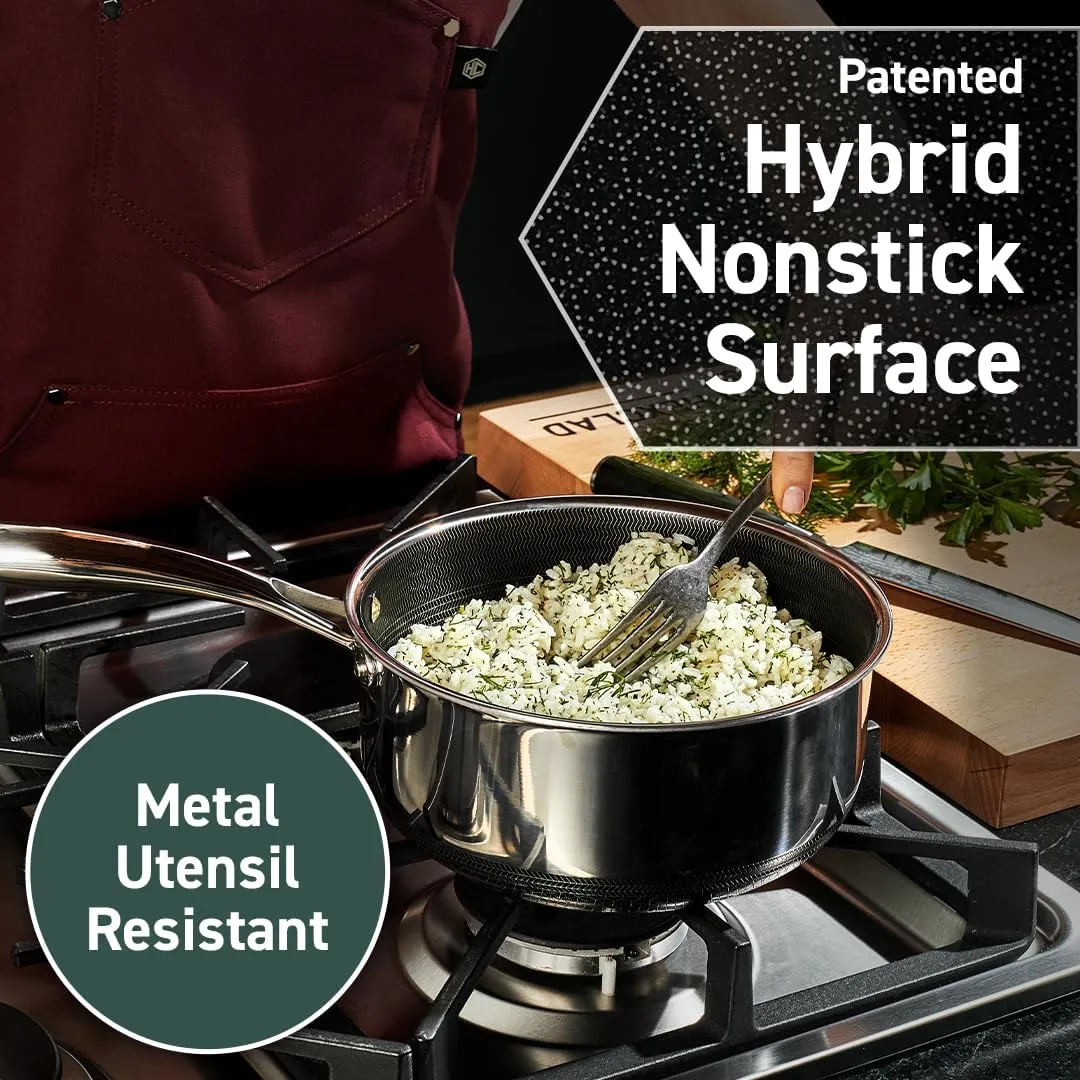 HexClad Hybrid Nonstick 10-Quart Stockpot with Tempered Glass Lid, Stay-Cool Handles, Dishwasher-Friendly, Oven-Safe Up to 900°F, Induction-Ready, Compatible with All Cooktops